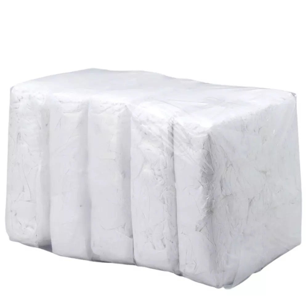 MonotaRO White Knitted Cloth, Individually Compressed Pack, Used Fabric, 5kg (Bag of 5 Kg)