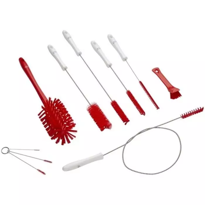 VIKAN Hand Brush Polyester, Polypropylene & Stainless Steel Bristles Red, 53584