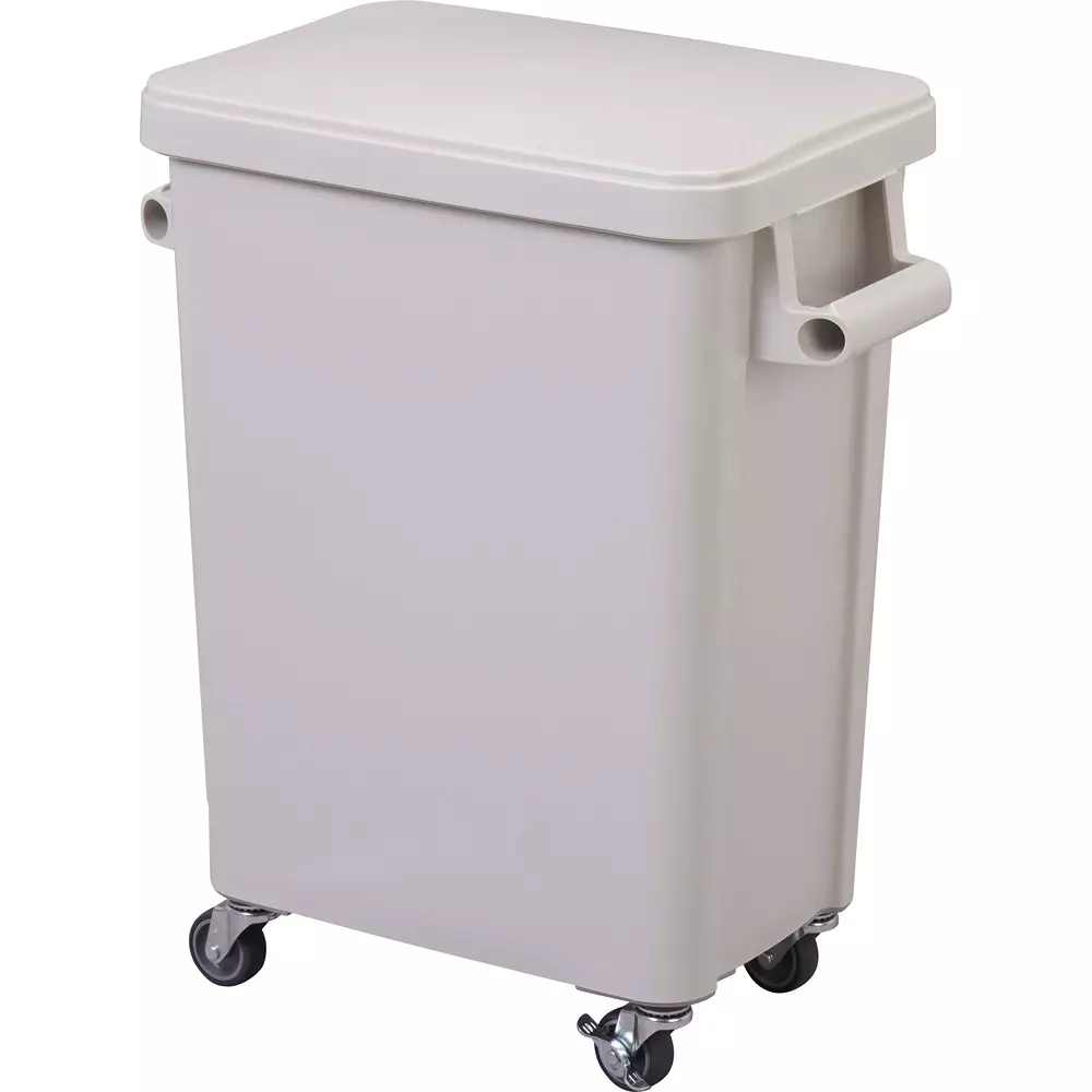 MonotaRO Kitchen Trash Can With Caster Pail and Drain Plug Gray 45 L Capacity, 45L