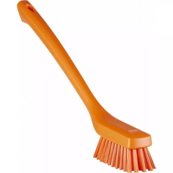 VIKAN Scrubbing Brush Polyester, Polypropylene & Stainless Steel Hard 420 mm Bristle Length Orange, 41857
