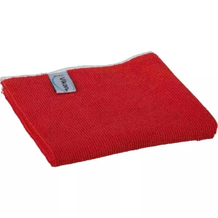 VIKAN Basic Microfibre Cloth Red 320x320 mm Wet/Dry Use for General Cleaning, 691134 (Pack of 5 Pcs)
