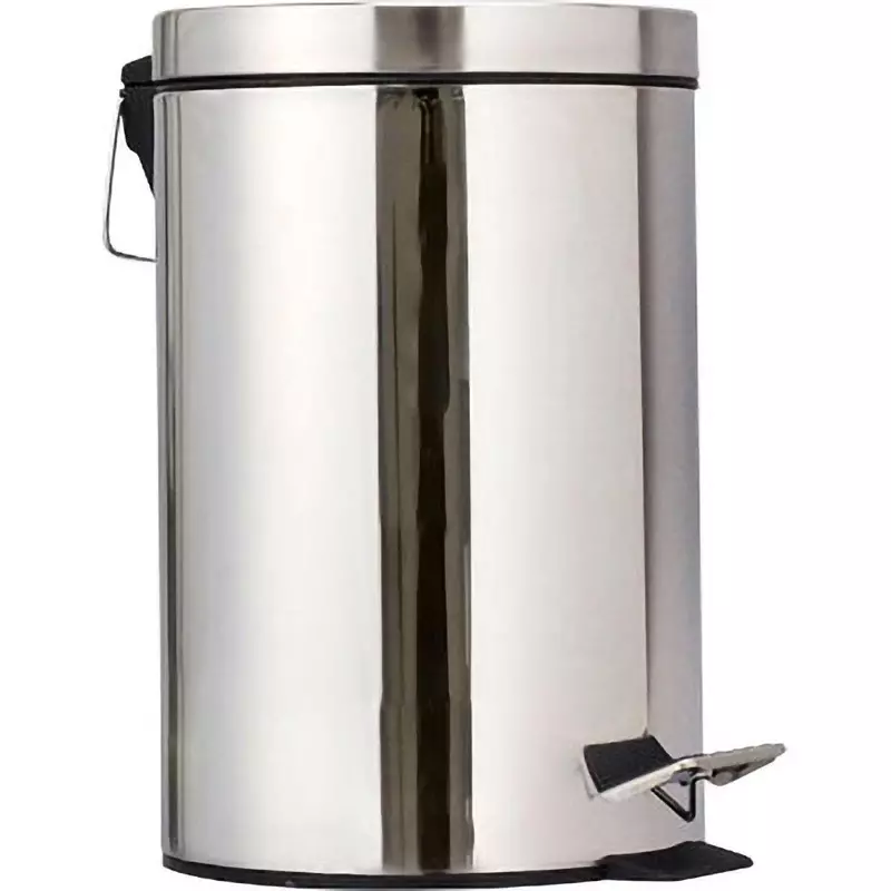 MonotaRO Stainless Steel Pedal Type Trash Can Round Shape Silver, 855J-12L