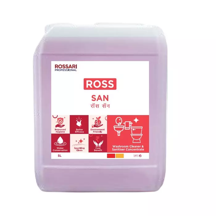 Ross Sanitary Daily Cleaner Cum Sanitizer Liquid Fresh Fragrance 5 L Can, ROSS SAN