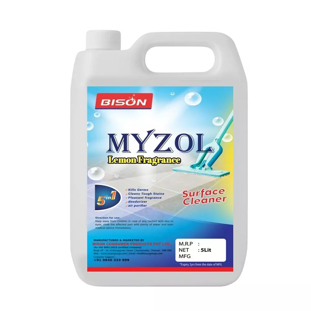 Bison Myzol Floor Cleaner Liquid Lemon 5 L Can for Floors Cleaning