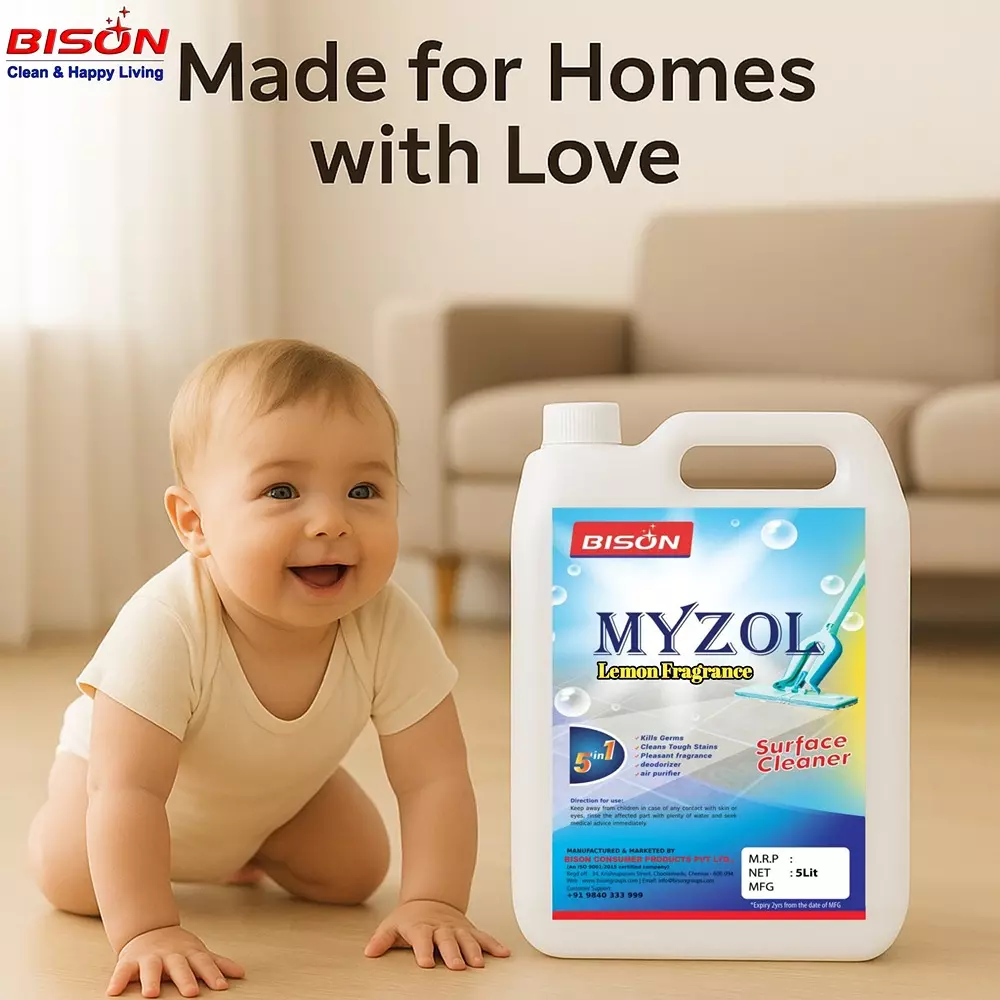 Bison Myzol Floor Cleaner Liquid Lemon 5 L Can for Floors Cleaning