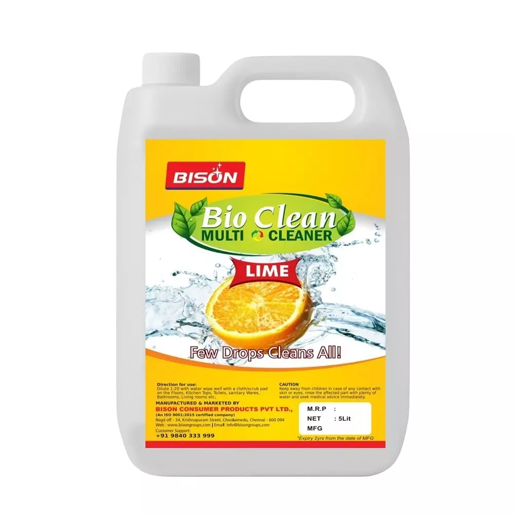 Bison Bio Clean Multi Cleaner Liquid Lemon 5 L Can for Floors Cleaning