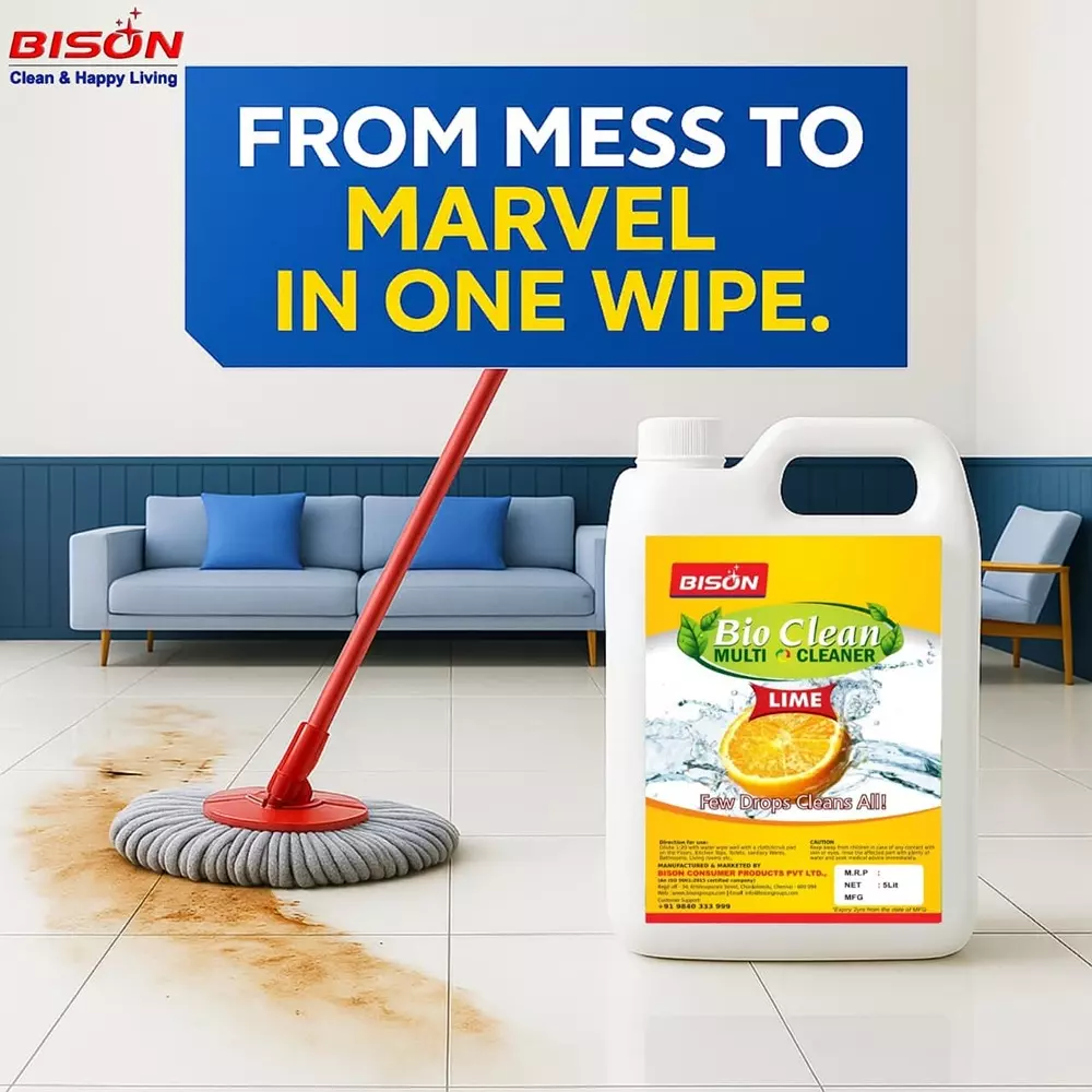 Bison Bio Clean Multi Cleaner Liquid Lemon 5 L Can for Floors Cleaning