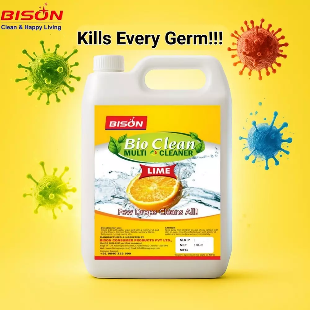 Bison Bio Clean Multi Cleaner Liquid Lemon 5 L Can for Floors Cleaning