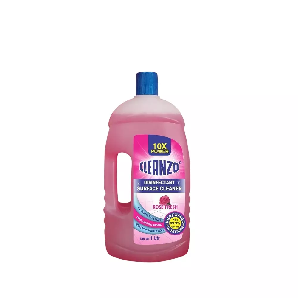 Cleanzo Disinfectant Surface Sanitizer 10X Formula Kills Germs Pink Floral Rose Fragrance Liquid Form 1 L Bottle Packaging Type