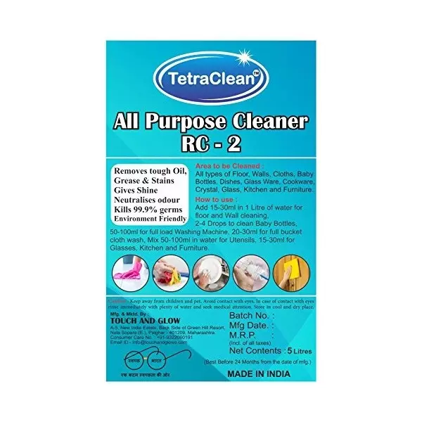 TetraClean All Purpose Premium Cleaner 5 L Non-Fragrance for Removes Oil, Grease, Dirt, and Tough Stains