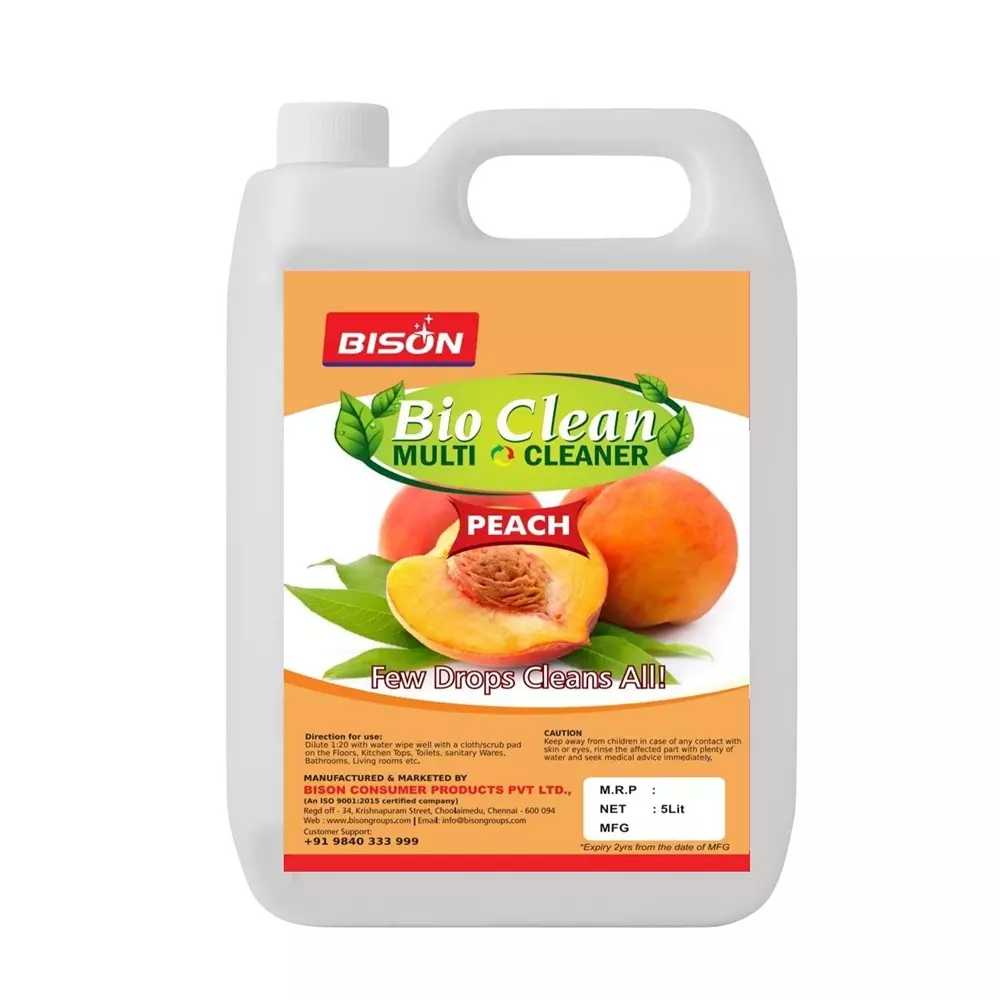 Bison Bio Clean Multi Cleaner Liquid Peach 5 L Can for Floors Cleaning