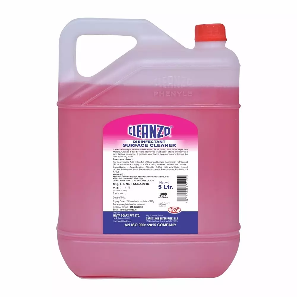 Cleanzo Disinfectant Surface & Floor Cleaner 5 L Rose Fragrance For All Floor Cleaner Mops