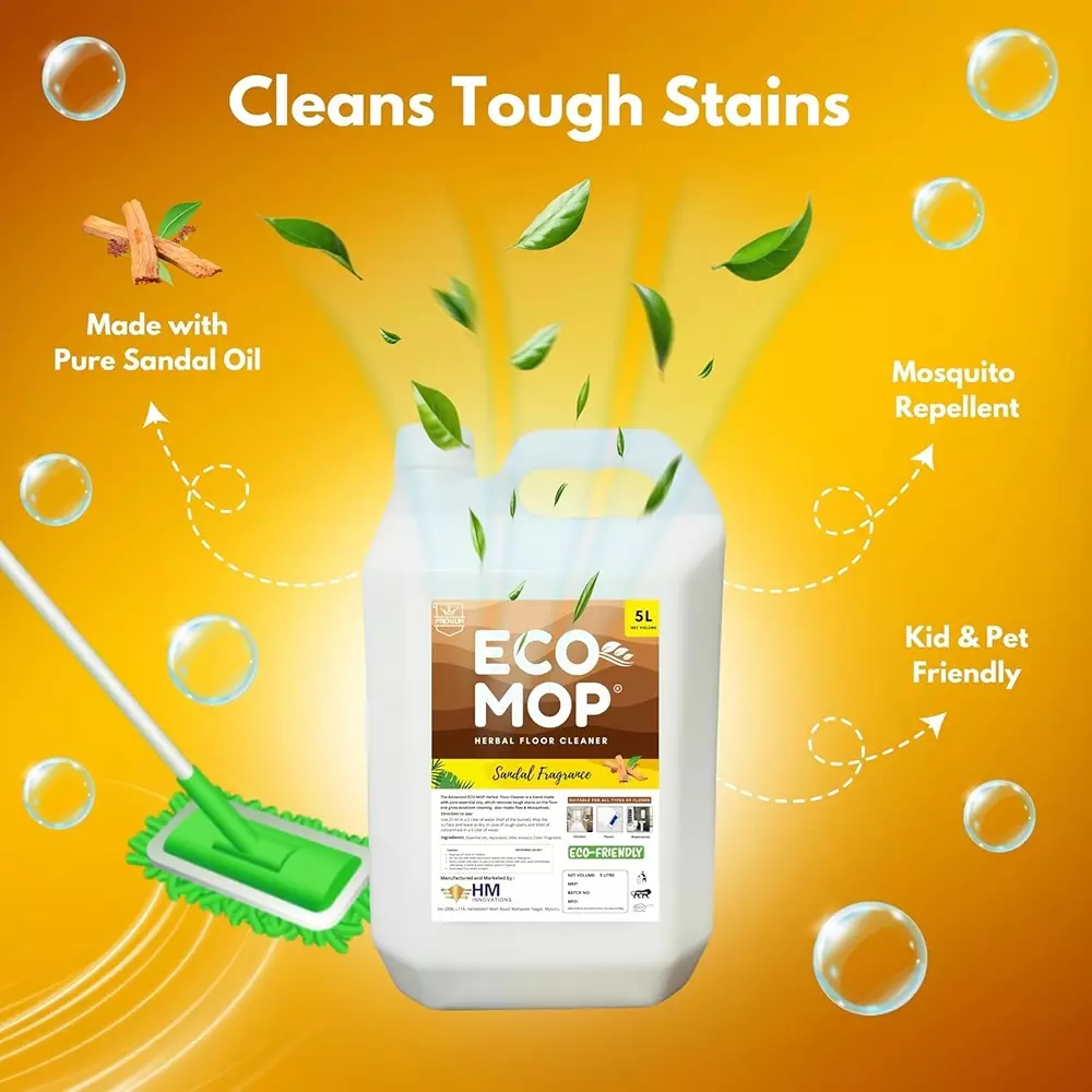 ECO MOP 5 L Floor Cleaner Sandalwood Fragrance Phenyl Made With Essential Oils Removes Stains, ECOMOP-S5L