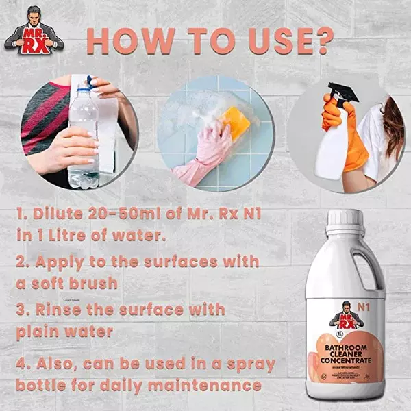 Mr. RX N1 Bathroom Concentrate Cleaner 1 L Bottle Liquid Fresh & Pleasant Aroma for Sink, Tub, Tile & Floor