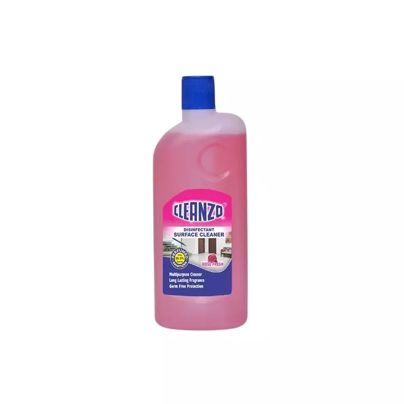 Cleanzo Disinfectant Surface Sanitizer 10X Formula Kills Germs Pink Floral Rose Fragrance Liquid Form 500 ml Bottle Packaging Type