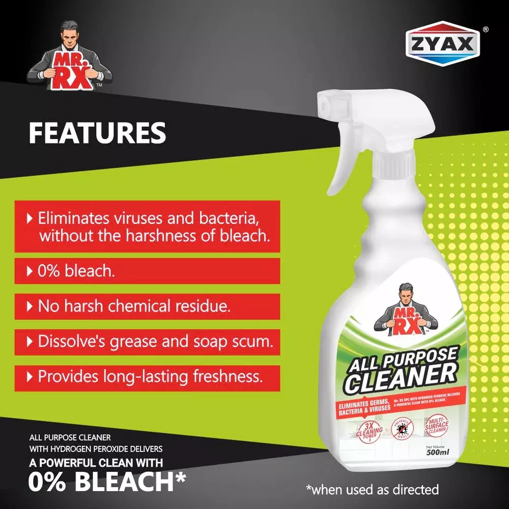 Mr. RX All Purpose Cleaner 500 ml Bottle Liquid Fresh for Kitchen, Bathroom & Rooms