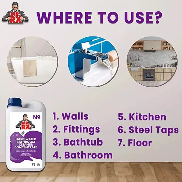 Mr. RX N9 Hard Water Bathroom Concentrate Cleaner 5 L Can Liquid Fresh for Sink, Tub, Tile & Floor