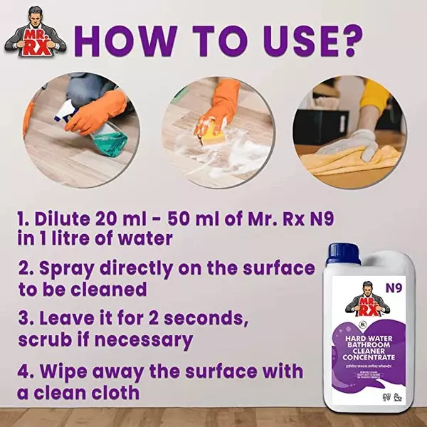 Mr. RX N9 Hard Water Bathroom Concentrate Cleaner 5 L Can Liquid Fresh for Sink, Tub, Tile & Floor