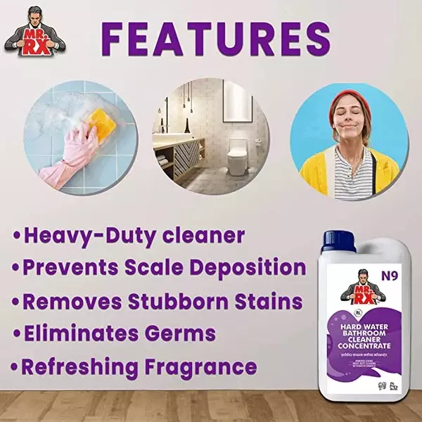 Mr. RX N9 Hard Water Bathroom Concentrate Cleaner 5 L Can Liquid Fresh for Sink, Tub, Tile & Floor