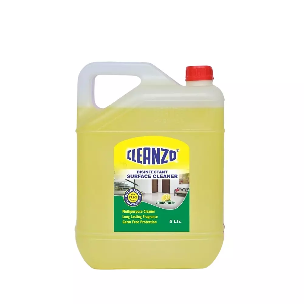 Cleanzo Disinfectant Surface Sanitizer 10X Formula Kills Germs Yellow Citrus Fresh Fragrance Liquid Form 5 L Can Packaging Type