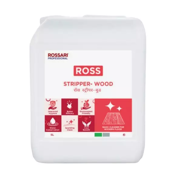 Ross Basic Cleaner For Wooden Floors, Solvent-Based Liquid Fresh Fragrance 5 L Can, ROSS STRIPPER- WOOD