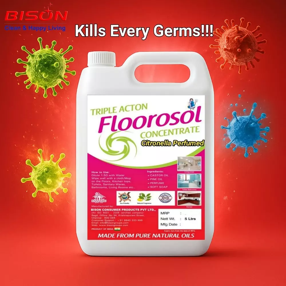 Bison Floorosol Concentrate Floor Cleaner Liquid Citronella 5 L Can for Floors Cleaning