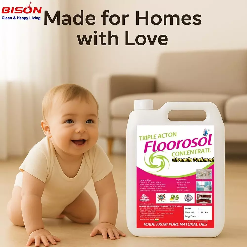 Bison Floorosol Concentrate Floor Cleaner Liquid Citronella 5 L Can for Floors Cleaning
