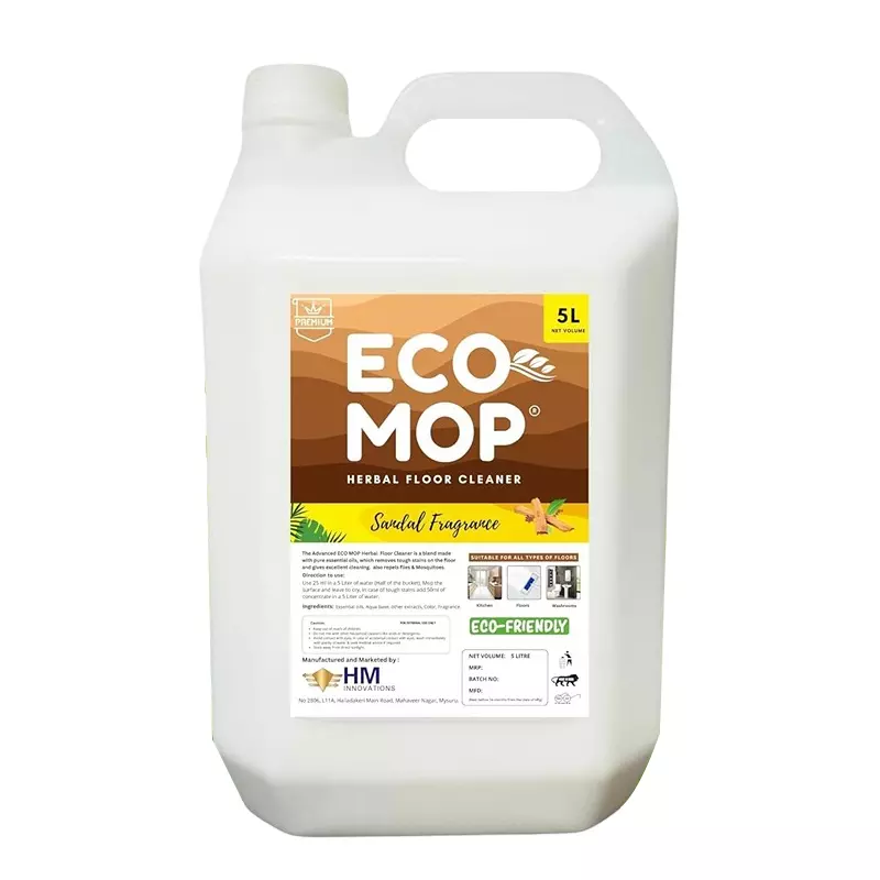 ECO MOP 5 L Floor Cleaner Sandalwood Fragrance Phenyl Made With Essential Oils Removes Stains (Pack of 4)