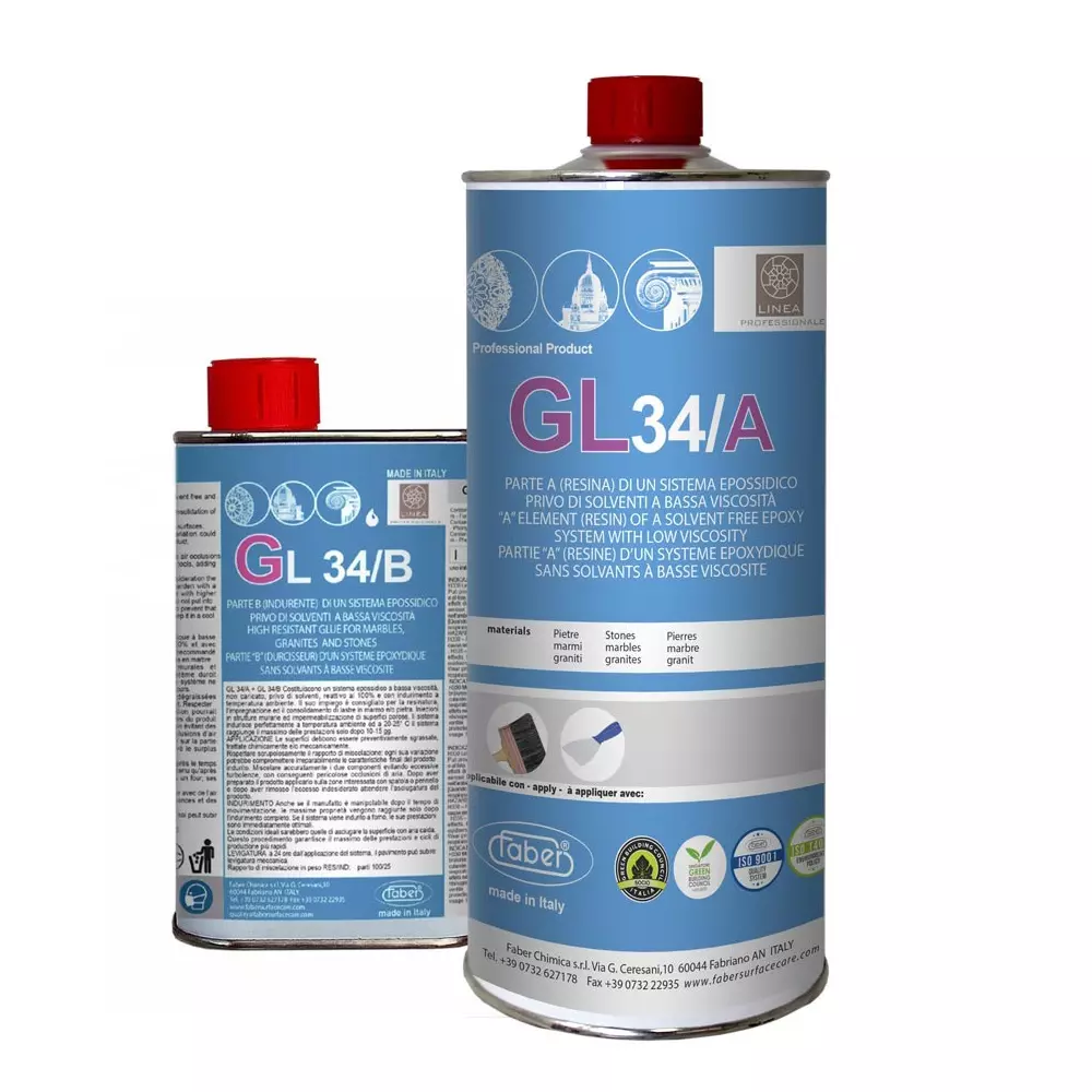 Faber GL 34 (A+B) Low Viscosity Epoxy 1 L + 250 ml White Liquid