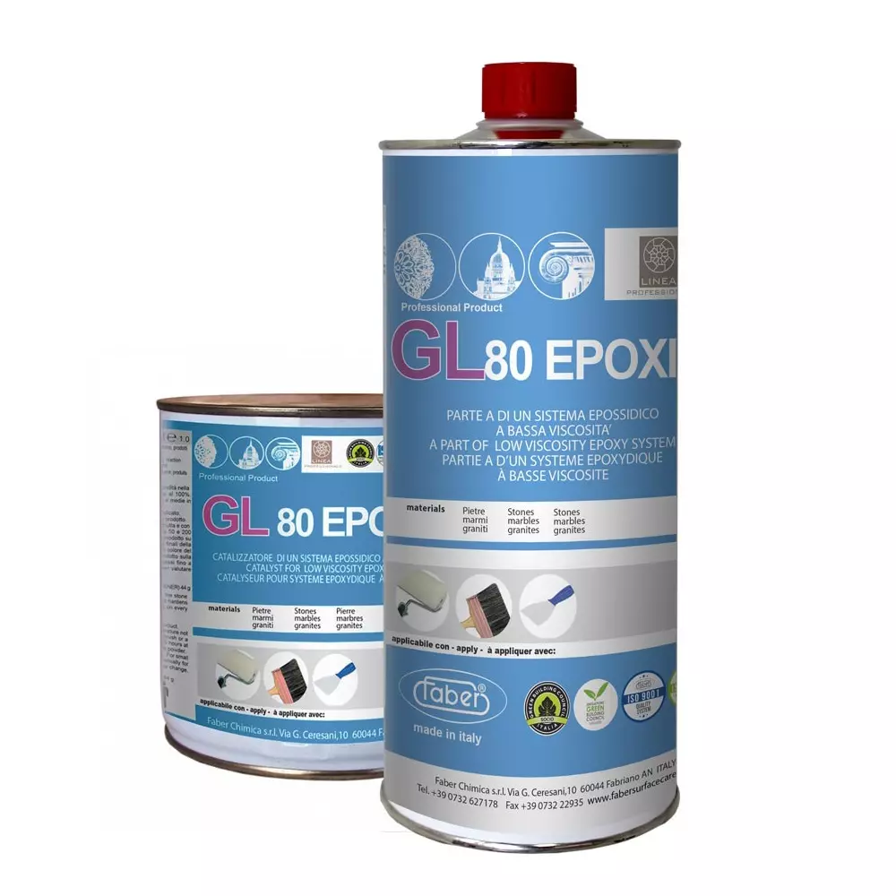 Faber GL 80 Epoxy (A+B) Low Viscosity Epoxy 1 L + 440 ml Light Yellow Transparent Gel