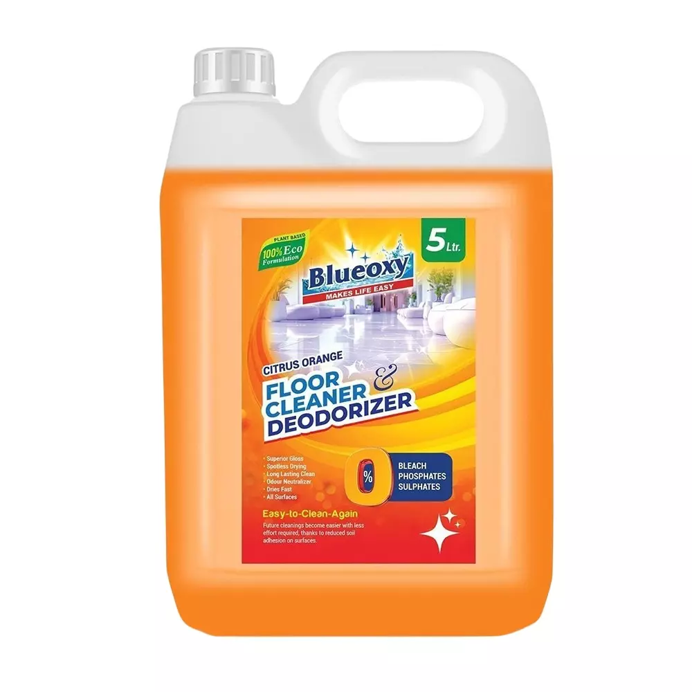 BLUEOXY Floor Cleaner & Deodorizer 5 L Citrus Orange Fragrance (Pack of 2)