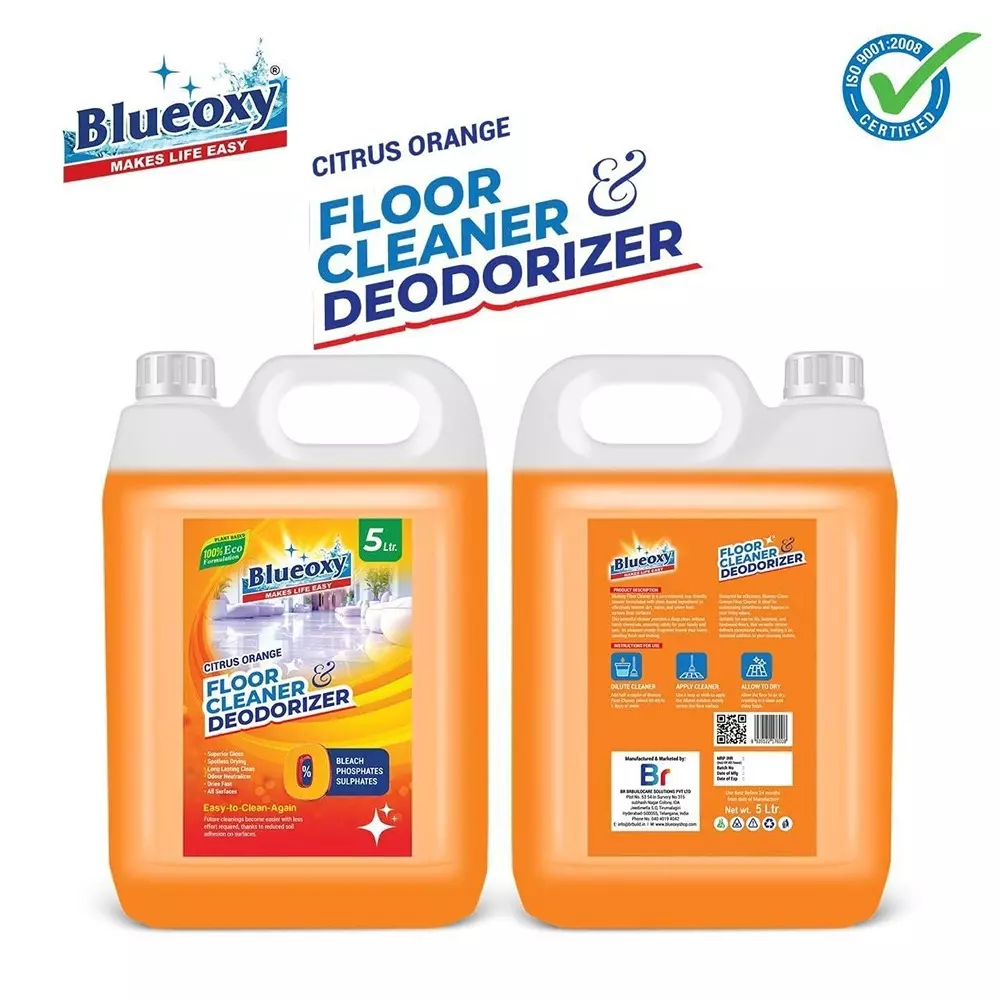 BLUEOXY Floor Cleaner & Deodorizer 5 L Citrus Orange Fragrance (Pack of 2)