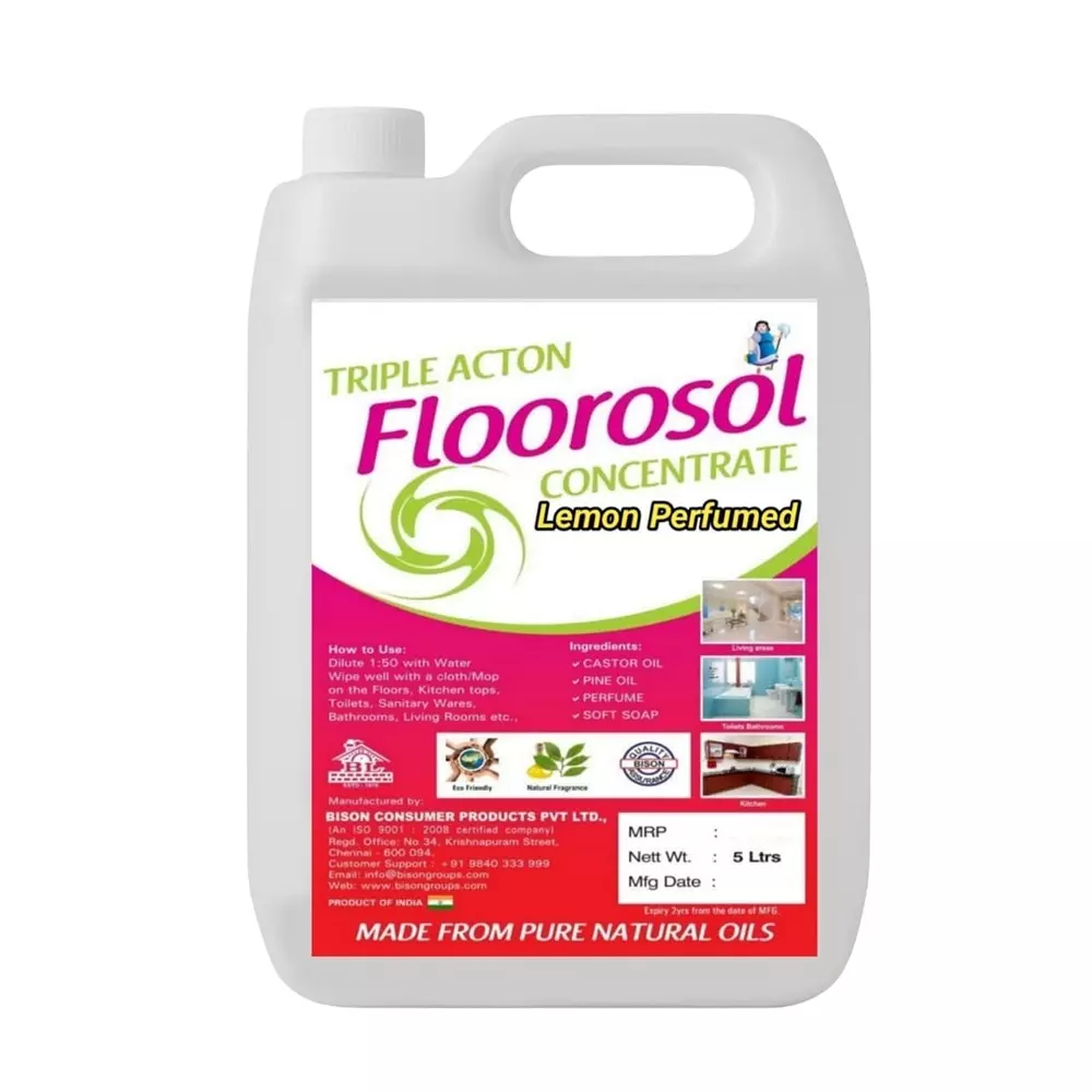 Bison Floorosol Concentrate Floor Cleaner Liquid Lemon 5 L Can for Floors Cleaning