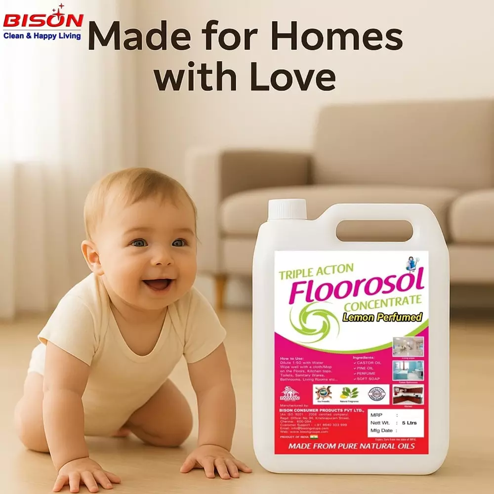 Bison Floorosol Concentrate Floor Cleaner Liquid Lemon 5 L Can for Floors Cleaning