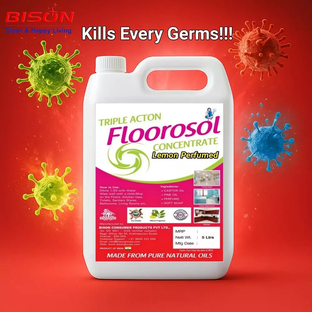 Bison Floorosol Concentrate Floor Cleaner Liquid Lemon 5 L Can for Floors Cleaning