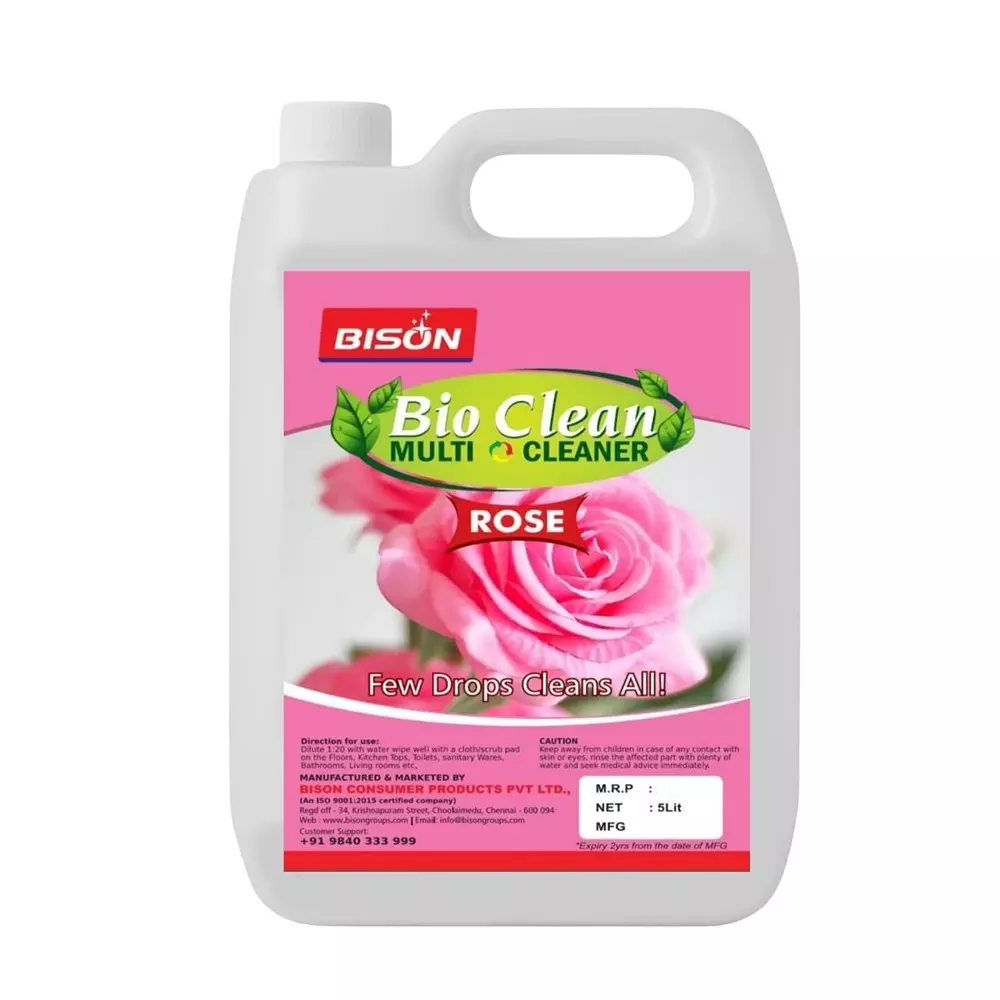 Bison Bio Clean Multi Cleaner Liquid Rose 5 L Can for Floors Cleaning