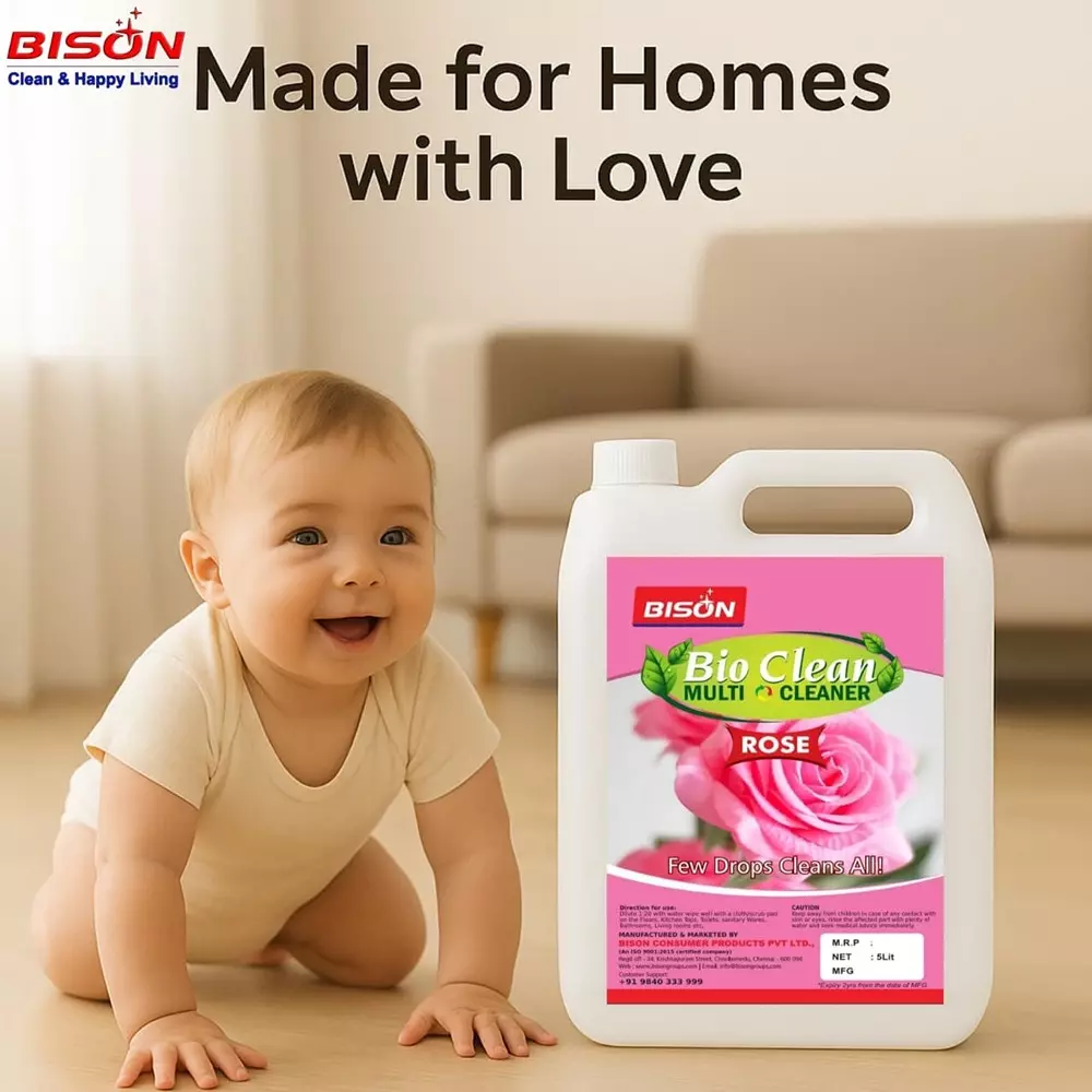Bison Bio Clean Multi Cleaner Liquid Rose 5 L Can for Floors Cleaning