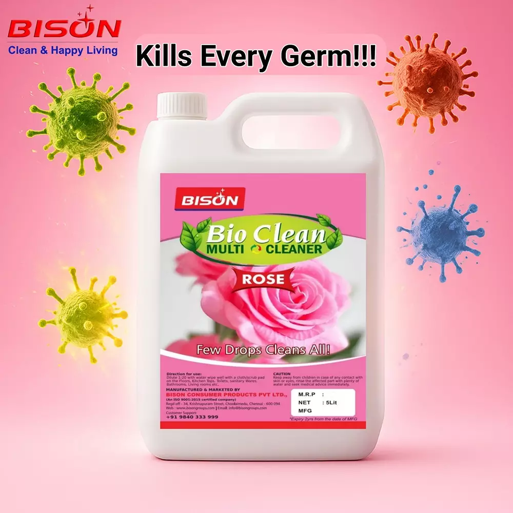 Bison Bio Clean Multi Cleaner Liquid Rose 5 L Can for Floors Cleaning