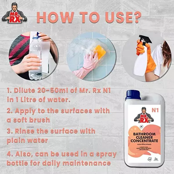 Mr. RX N1 Bathroom Concentrate Cleaner 5 L Can Liquid Fresh & Pleasant Aroma for Sink, Tub, Tile & Floor
