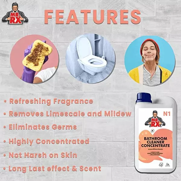 Mr. RX N1 Bathroom Concentrate Cleaner 5 L Can Liquid Fresh & Pleasant Aroma for Sink, Tub, Tile & Floor
