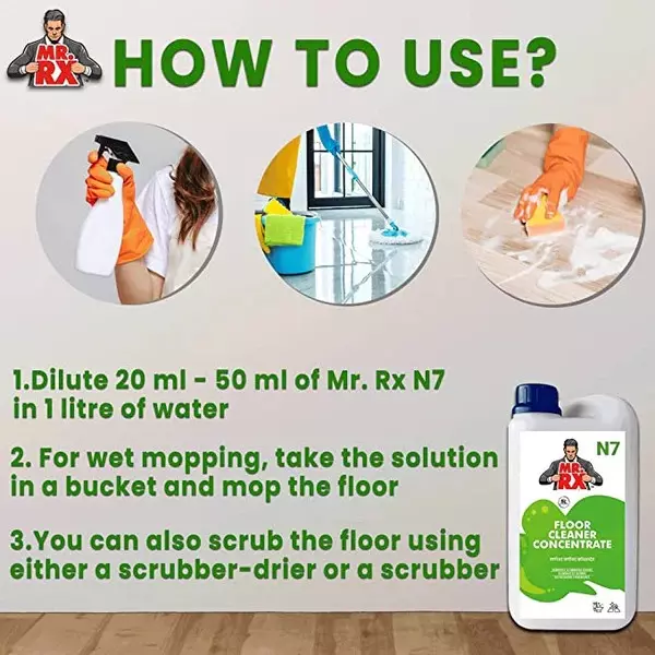 Mr. RX N7 Floor Concentrate Cleaner 5 L Can Liquid Fresh for Tile, Marble & Vinyl Flooring