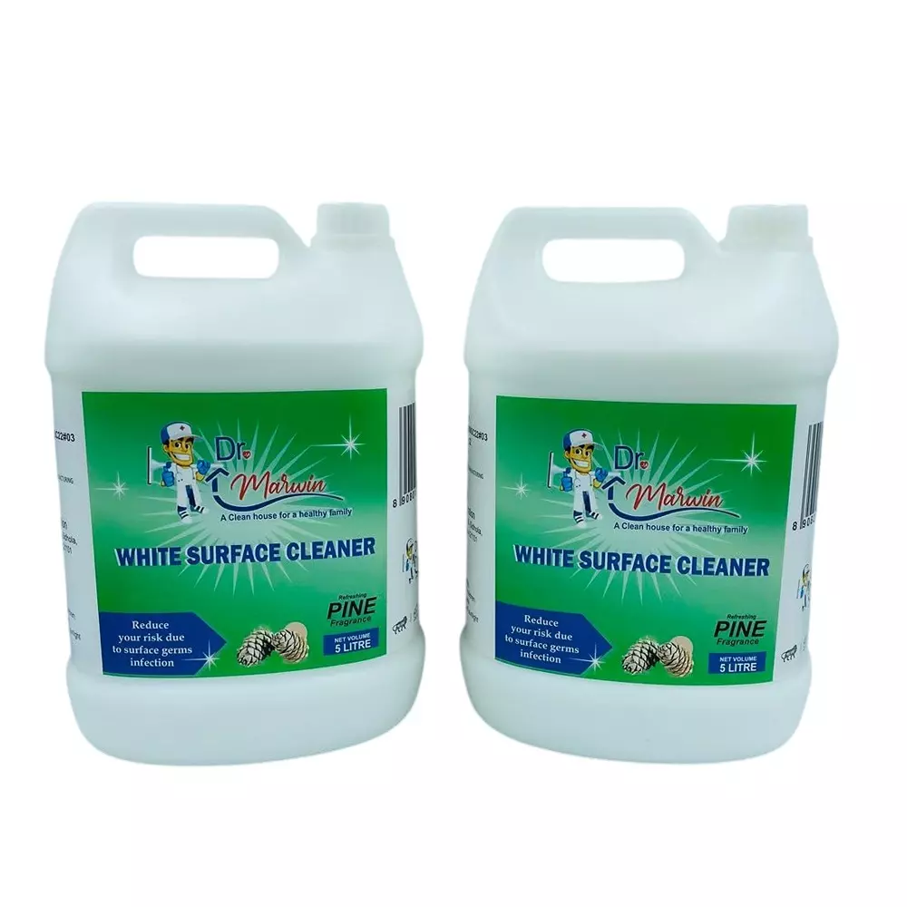 Dr. Marwin Phenyl Combo White (5 L Can + 5 L Bottle) Pine for Home, School & Hospitals