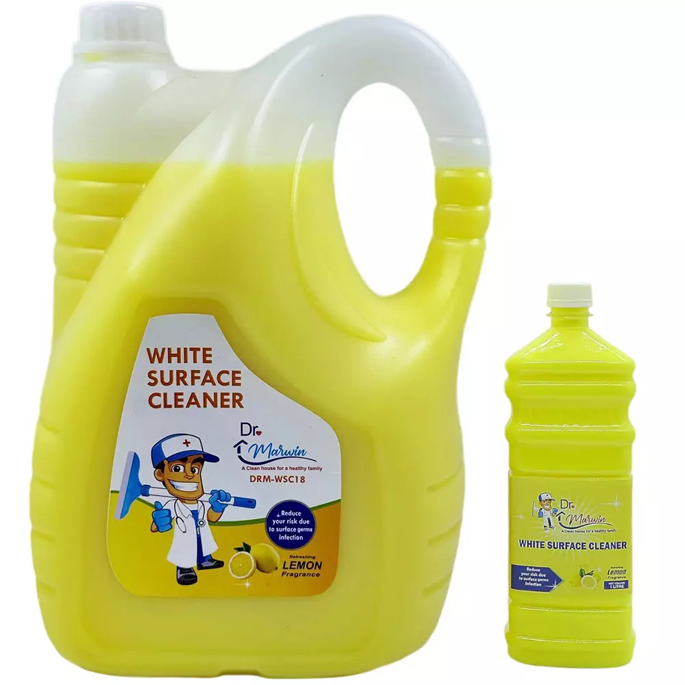 Dr. Marwin Phenyl Combo White (5 L Can + 1 L Bottle) Lemon for Home, School & Hospitals