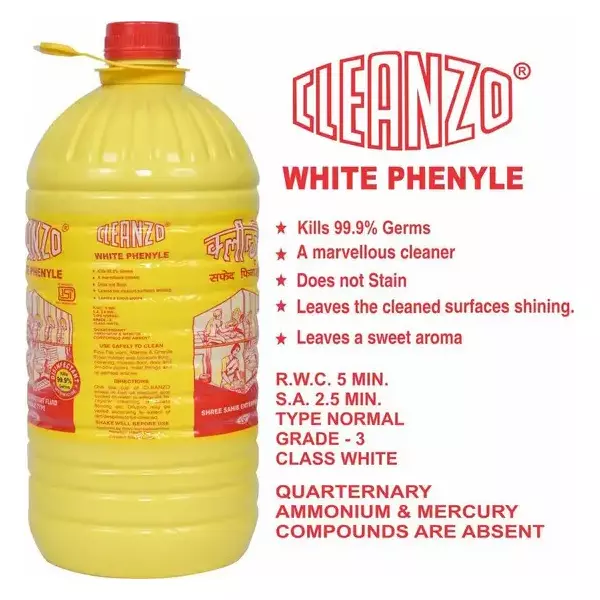 Cleanzo Phenyle 5 L White For Remove Germs, Dirt & Bacteria 99.99%