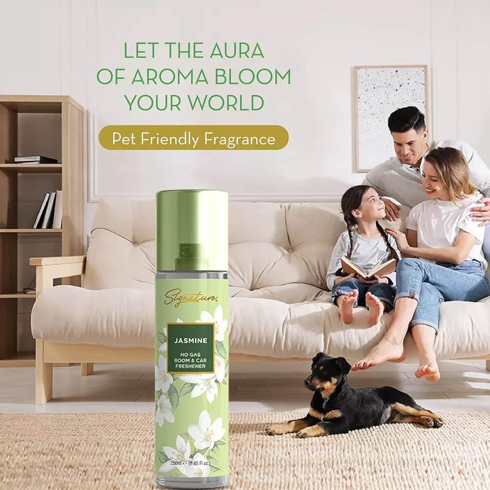 Signature Air Freshener Spray Jasmine 250 ml Bottle liquid Form for Rooms, Cars & Bathrooms, FG000715 (Pack of 3 Pcs)