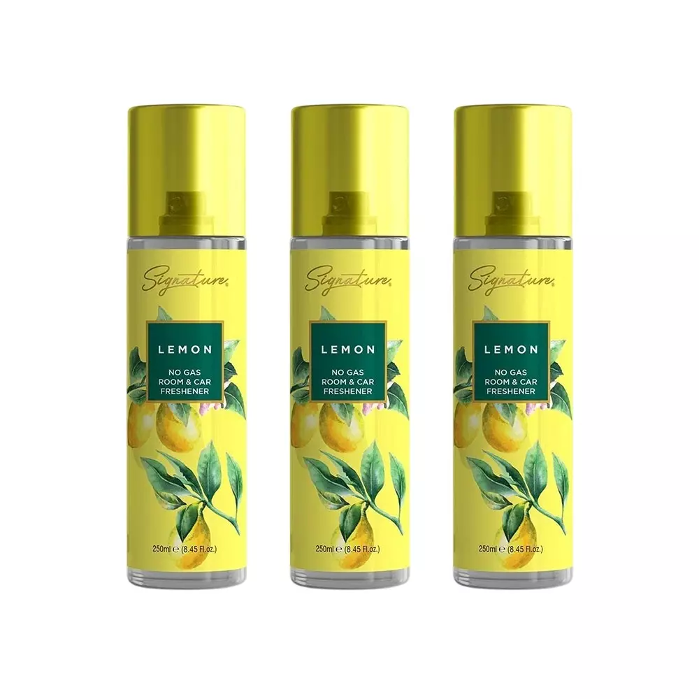 Signature Air Freshener Spray Lemon 250 ml Bottle liquid Form for Rooms, Cars & Bathrooms, FG000717