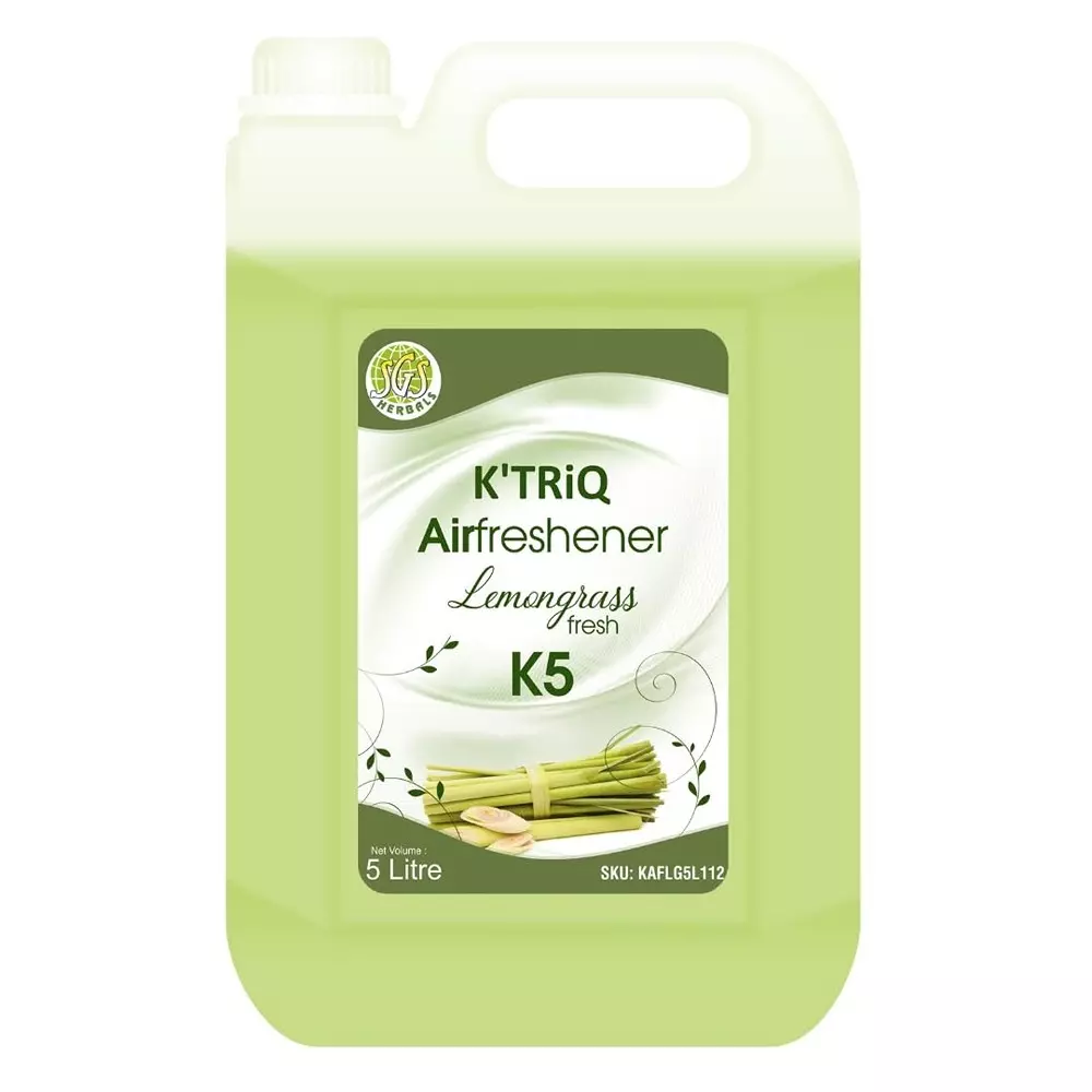 K TRiQ Air Freshener 5 L Can Liquid Lemon Grass for Industrial & Commercial Use, (Pack of 2 Pcs)
