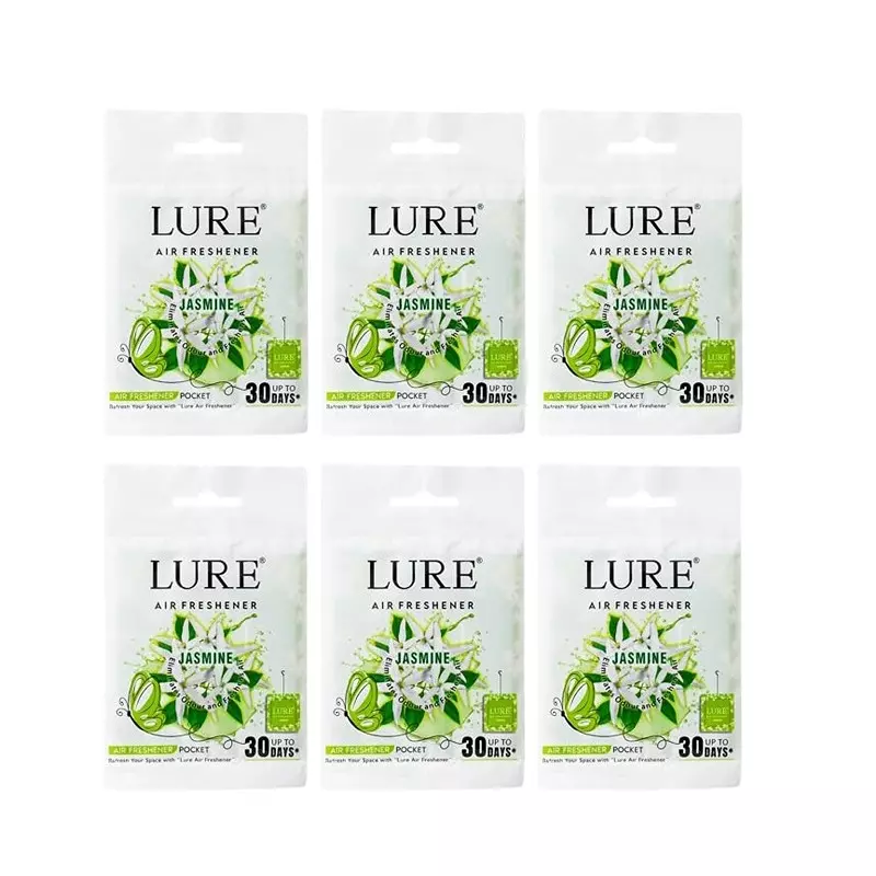 Lure Pocket Size Gel Air Freshener 10 g (Each) Jasmine Fragrance for Bathroom, Toilet, Home & Office, (Pack of 6 Pcs)