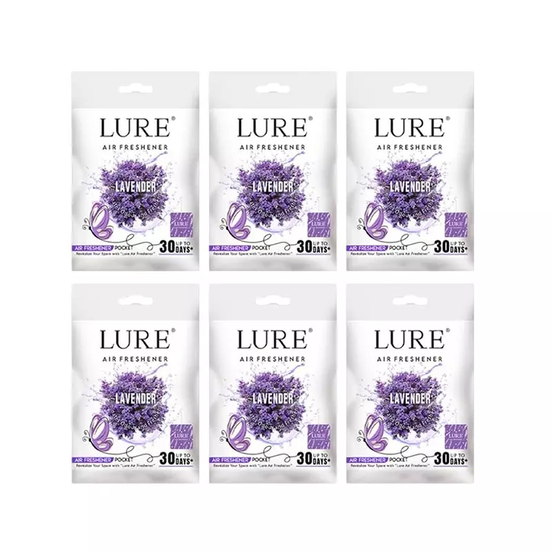 Lure Pocket Size Gel Air Freshener 10 g (Each) Lavender Fragrance for Bathroom, Toilet, Home & Office, (Pack of 6 Pcs)