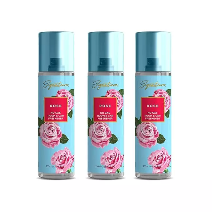 Signature Air Freshener Spray Rose 250 ml Bottle liquid Form for Rooms, Cars & Bathrooms, FG000712